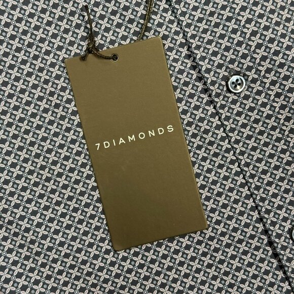 NWT 7 Diamonds Dress Shirt Stretch Geometric Long Sleeve Button Up Blue XXL - Picture 5 of 9